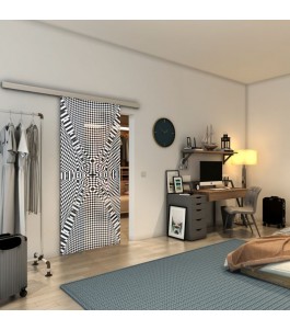 Glasschiebetür SLIM-LINE - Fineprint Model 011 Weiss auf Grauglas