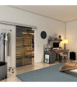 Glasschiebetür SLIM-LINE - Fineprint Model 019 Gold auf Grauglas
