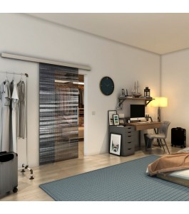 Glasschiebetür SLIM-LINE - Fineprint Model 019 Weiss auf Grauglas