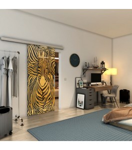 Glasschiebetür SLIM-LINE - Fineprint Model 023 Gold auf Grauglas