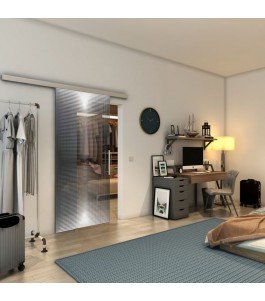 Glasschiebetür SLIM-LINE - Fineprint Model 024 Weiss auf Grauglas