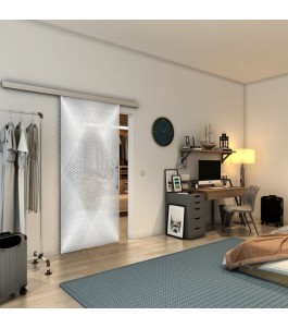 Glasschiebetür SLIM-LINE - Fineprint Model 025 Weiss auf Grauglas