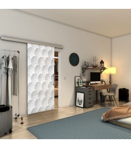 Glasschiebetür SLIM-LINE - Fineprint Model 029 Weiss auf Grauglas