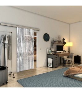 Glasschiebetür SLIM-LINE - Fineprint Model 032 Weiss auf Grauglas