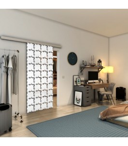 Glasschiebetür SLIM-LINE - Fineprint Model 033 Weiss auf Grauglas