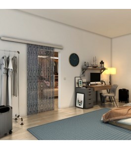 Glasschiebetür SLIM-LINE - Fineprint Model 035 Weiss auf Grauglas