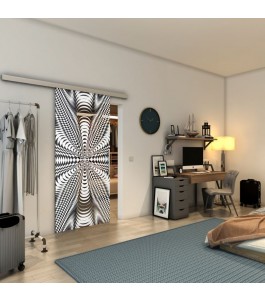 Glasschiebetür SLIM-LINE - Fineprint Model 037 Weiss auf Grauglas