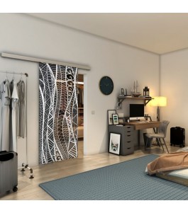 Glasschiebetür SLIM-LINE - Fineprint Model 040 Weiss auf Grauglas