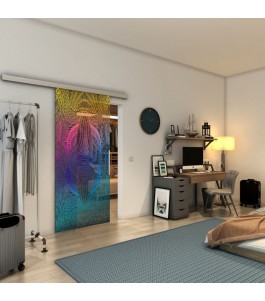 Glasschiebetür SLIM-LINE - Fineprint Model 048 Verlauf auf Grauglas