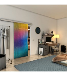 Glasschiebetür SLIM-LINE - Fineprint Model 050 Verlauf auf Grauglas