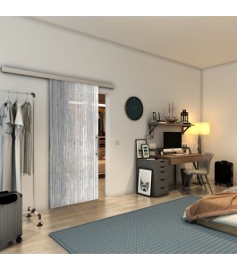 Glasschiebetür SLIM-LINE - Fineprint Model 050 Weiss auf Grauglas