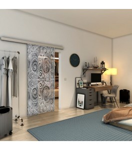 Glasschiebetür SLIM-LINE - Fineprint Model 051 Weiss auf Grauglas