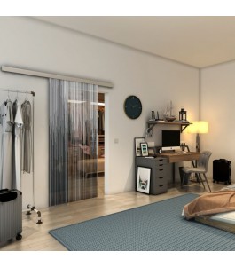 Glasschiebetür SLIM-LINE - Fineprint Model 052 Weiss auf Grauglas
