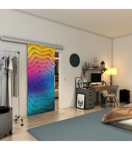 Glasschiebetür SLIM-LINE - Fineprint Model 064 Verlauf auf Grauglas