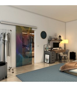 Glasschiebetür SLIM-LINE - Fineprint Model 066 Verlauf auf Grauglas