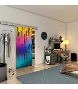 Glasschiebetür SLIM-LINE - Fineprint Model 067 Verlauf auf Grauglas