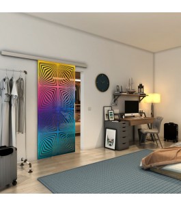 Glasschiebetür SLIM-LINE - Fineprint Model 069 Verlauf auf Grauglas