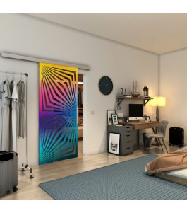 Glasschiebetür SLIM-LINE - Fineprint Model 070 Verlauf auf Grauglas