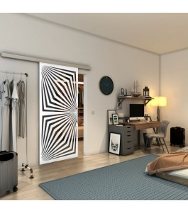 Glasschiebetür SLIM-LINE - Fineprint Model 070 Weiss auf Grauglas