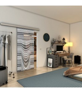 Glasschiebetür SLIM-LINE - Fineprint Model 073 Weiss auf Grauglas