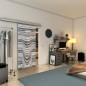 Glasschiebetür SLIM-LINE - Fineprint Modell 073 Weiss auf Grauglas