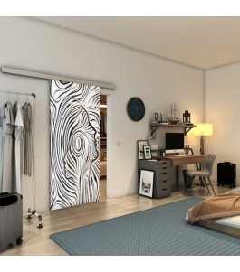 Glasschiebetür SLIM-LINE - Fineprint Model 074 Weiss auf Grauglas