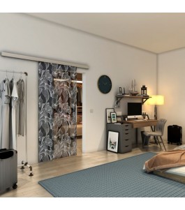 Glasschiebetür SLIM-LINE - Fineprint Model 077 Weiss auf Grauglas
