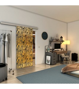 Glasschiebetür SLIM-LINE - Fineprint Model 091 Gold auf Grauglas