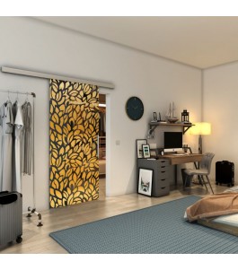 Glasschiebetür SLIM-LINE - Fineprint Model 093 Gold auf Grauglas