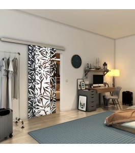 Glasschiebetür SLIM-LINE - Fineprint Model 094 Weiss auf Grauglas
