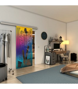 Glasschiebetür SLIM-LINE - Fineprint Model 097 Verlauf auf Grauglas