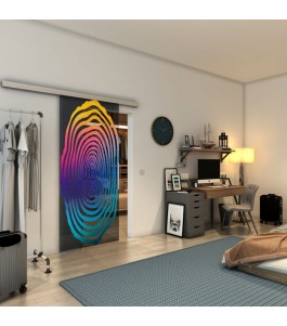 Glasschiebetür SLIM-LINE - Fineprint Model 109 Verlauf auf Grauglas