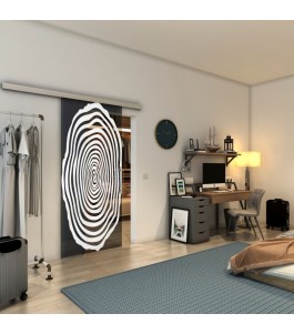 Glasschiebetür SLIM-LINE - Fineprint Model 109 Weiss auf Grauglas