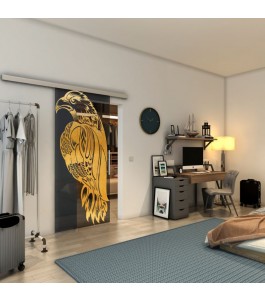 Glasschiebetür SLIM-LINE - Fineprint Model 122 Gold auf Grauglas