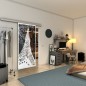 Glasschiebetür SLIM-LINE - Fineprint Modell 132 Weiss auf Grauglas