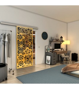 Glasschiebetür SLIM-LINE - Fineprint Model 149 Gold auf Grauglas