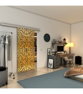 Glasschiebetür SLIM-LINE - Fineprint Model 164 Gold auf Grauglas