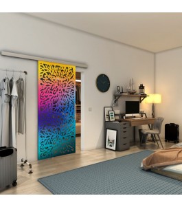 Glasschiebetür SLIM-LINE - Fineprint Model 168 Verlauf auf Grauglas