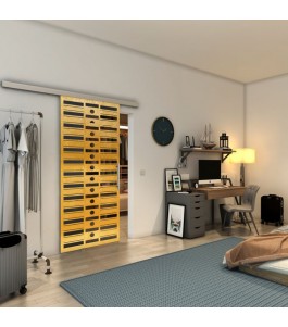 Glasschiebetür SLIM-LINE - Fineprint Model 174 Gold auf Grauglas