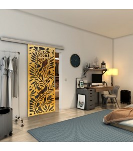 Glasschiebetür SLIM-LINE - Fineprint Model 177 Gold auf Grauglas