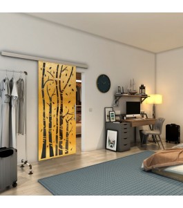 Glasschiebetür SLIM-LINE - Fineprint Model 182 Gold auf Grauglas