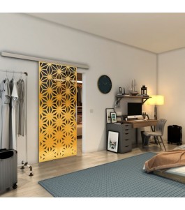 Glasschiebetür SLIM-LINE - Fineprint Model 187 Gold auf Grauglas