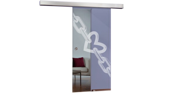 Love Motiv-Auf Klarglas Eco-Line Glasschiebetüren
