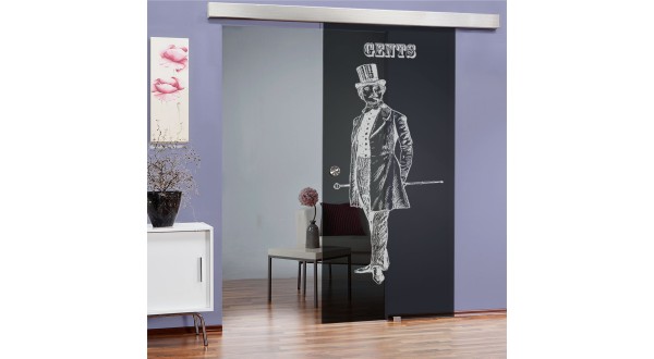 Bad + WC Motiv-Auf Grauglas Slim-Line Glasschiebetüren