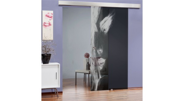 Beauty Motiv-Auf Grauglas Slim-Line Glasschiebetüren