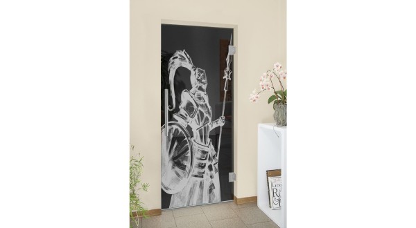 Pendeltüren-Lasergravur auf Grauglas Gamer