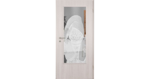 Lichtausschnitte-Lasergravur auf Klarglas Bad + WC