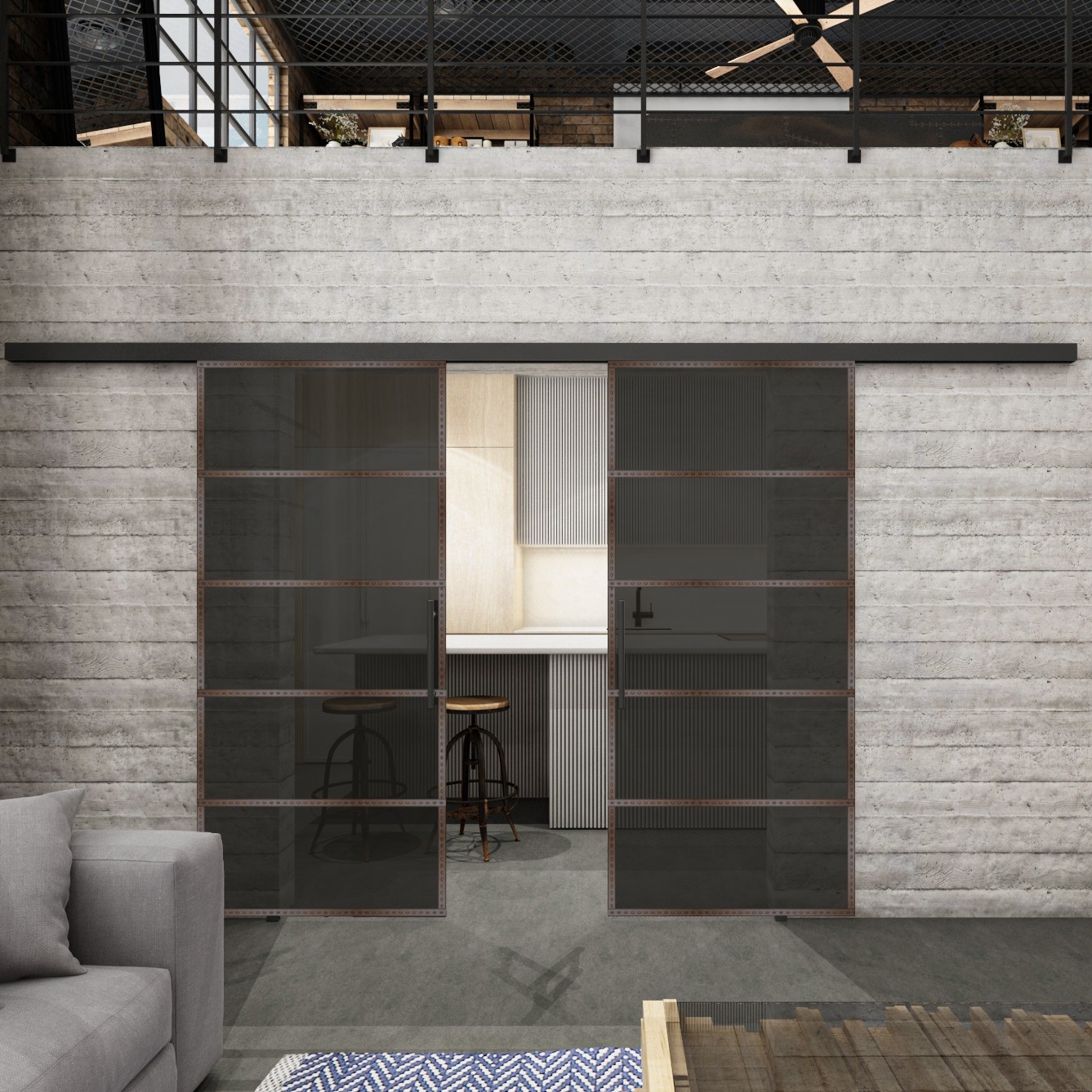 Zweiflügelige Glasschiebetüren Loft Zweiflügelige Glasschiebetüren Loft